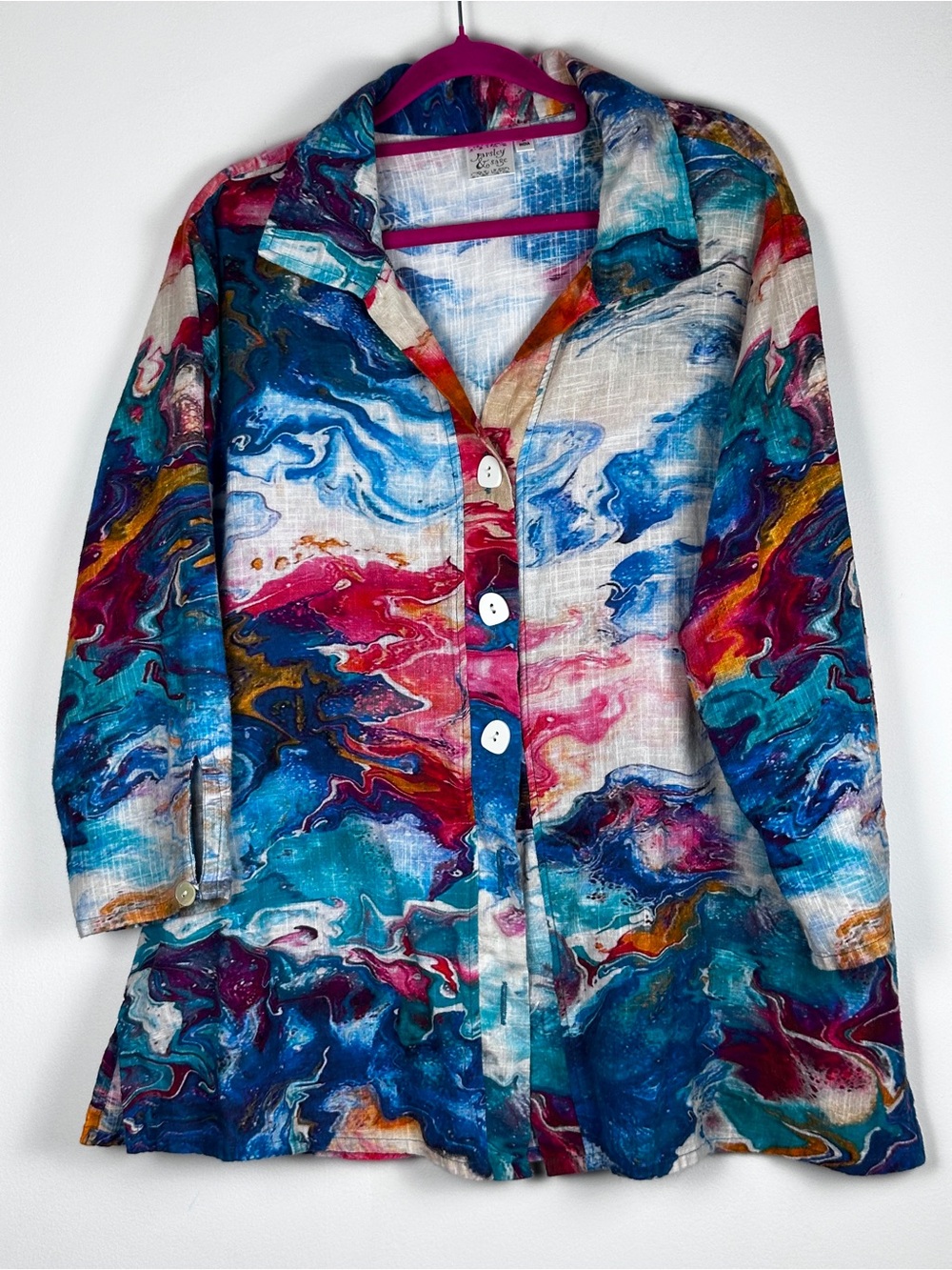 Parsley & Sage Women’s XL Abstract Print Button Front Tunic Jacket Made in India